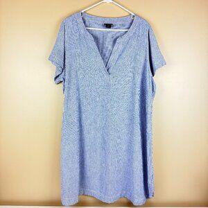 Tahari Linen Blend Relaxed V-Neck Striped Tunic Dress – Women’s 1X